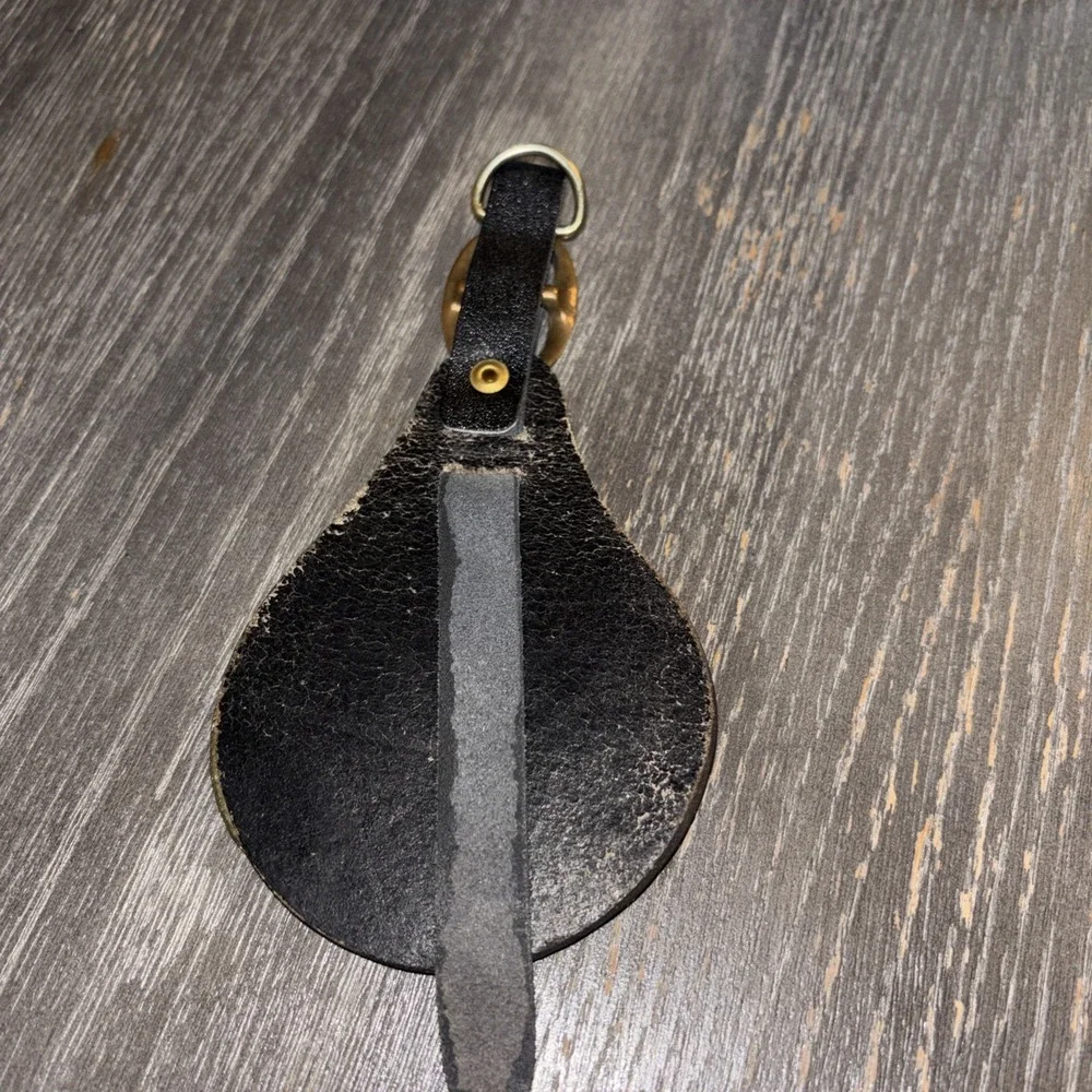 vintage leather Dragon strap brass medallion